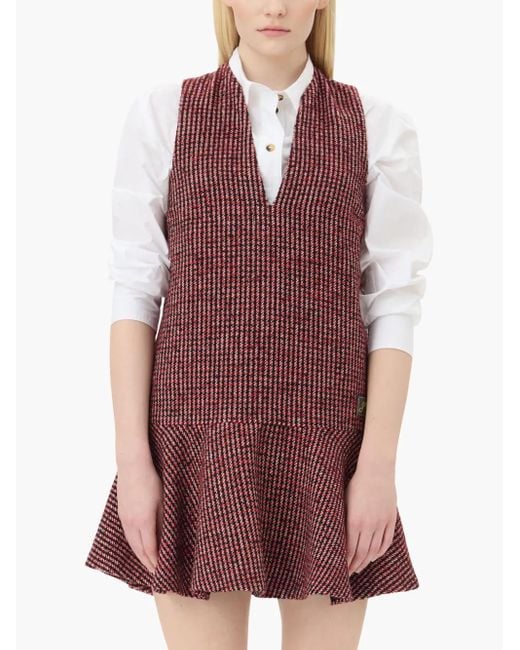 Ganni Red Checked Mini Dress