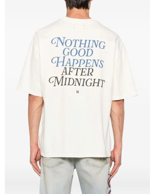 Amiri White Text-Print T-Shirt for men