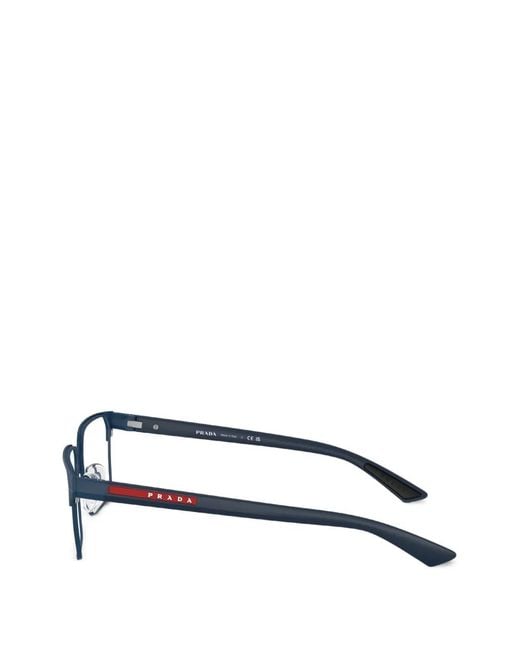 Prada Linea Rossa White Geometric-Frame Glasses