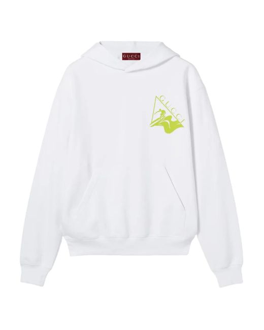 Gucci White Logo-Print Cotton Hoodie for men
