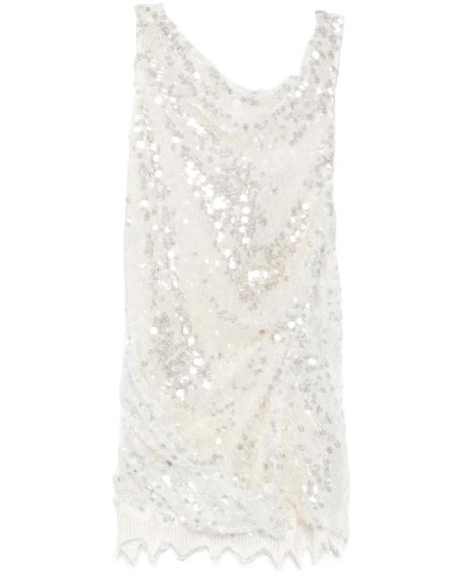 Christopher Esber White Sequinned Mini Dress