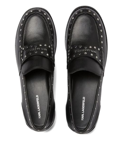 Karl Lagerfeld Black Stud-Embellished Loafers