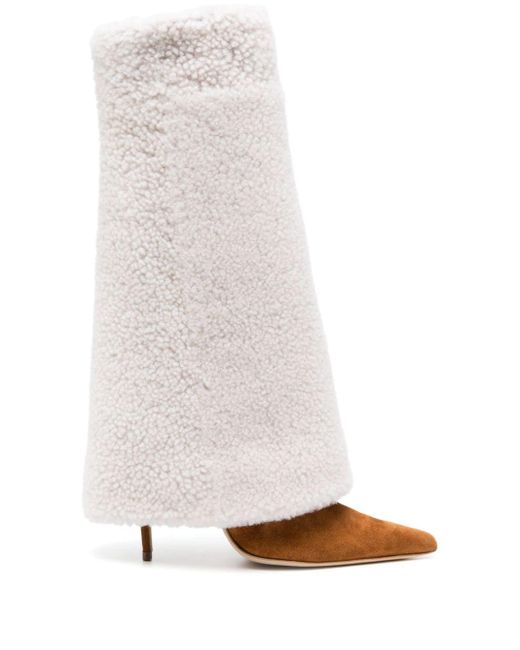 Magda Butrym 105mm Shearling Folded Boots in White | Lyst