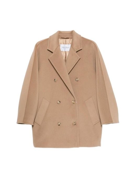 Max Mara Natural Rebus Double-Breasted Notched-Lapels Coat