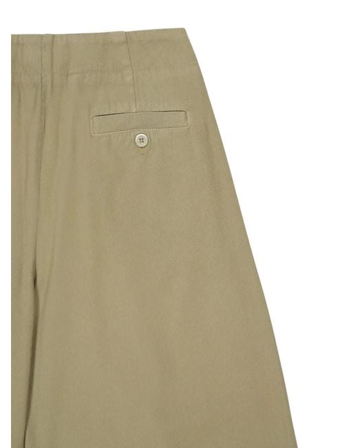 120% Lino Green Button Pleated Trousers
