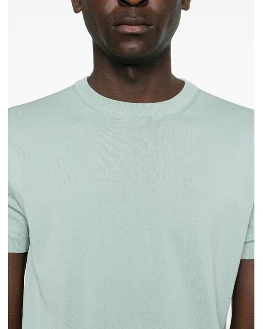 Canali Blue Short-Sleeve Knitted T-Shirt for men