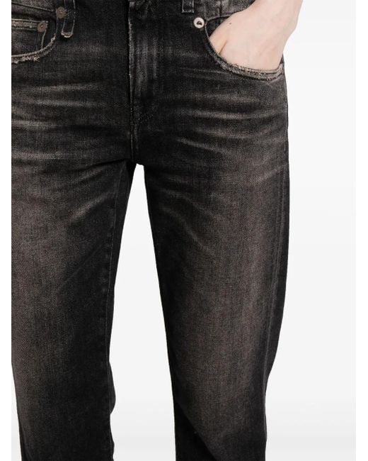 R13 Black Distressed-Effect Cropped Jeans