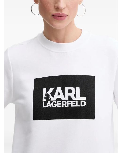 Karl Lagerfeld White Logo-Print Sweatshirt