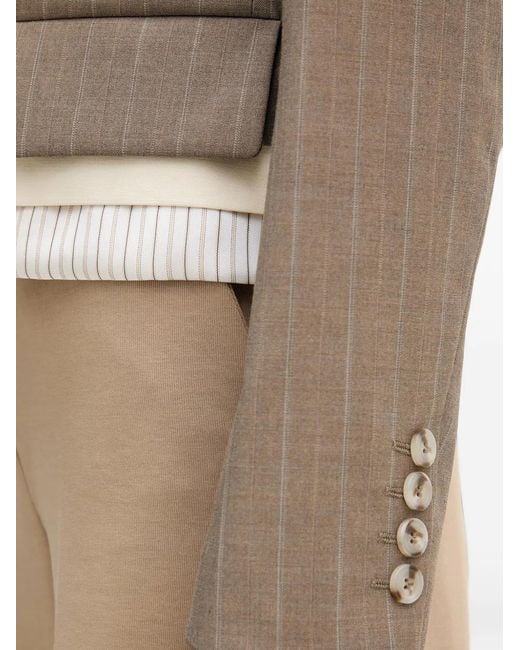 Sisley Natural Pinstripe-Pattern Cropped Blazer