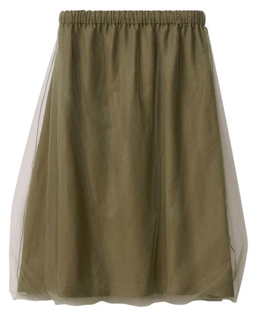 Fabiana Filippi Green Tulle-Overlay Midi Skirt