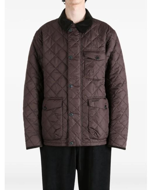 Barbour Brown Hornby Quilted Corduroy-Collar Jacket for men