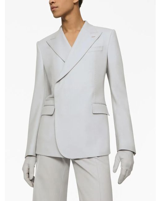 Dolce & Gabbana Gray Single-Breasted Wool Blazer for men