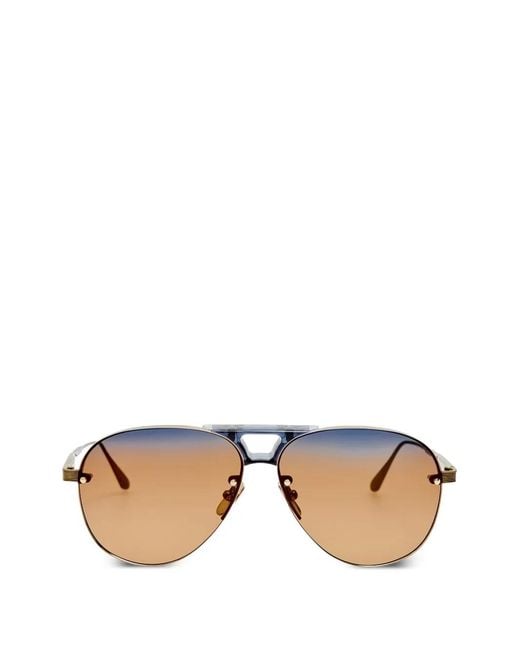 Linda Farrow Metallic Pilot-Frame Sunglasses