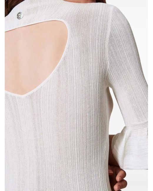 Twinset Ribgebreide Trui in het White
