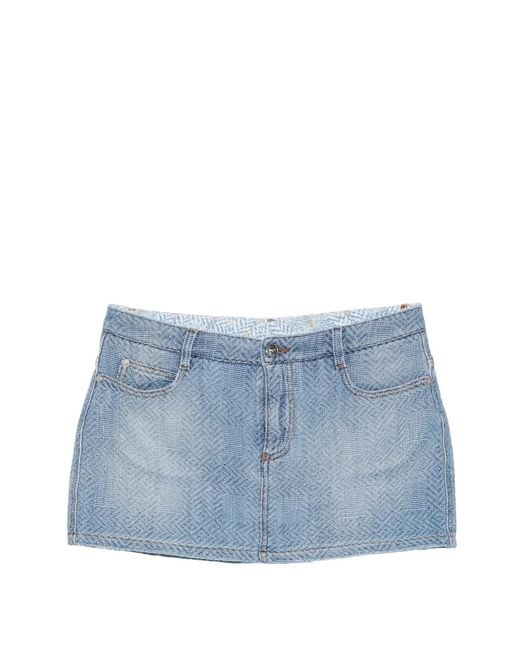 Ermanno Scervino Blue Pattern Mini Denim Skirt
