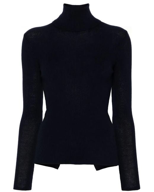 P.A.R.O.S.H. Blue P.A.R.O..H. Leila Turtle-Neck Ribbed-Knit Jumper