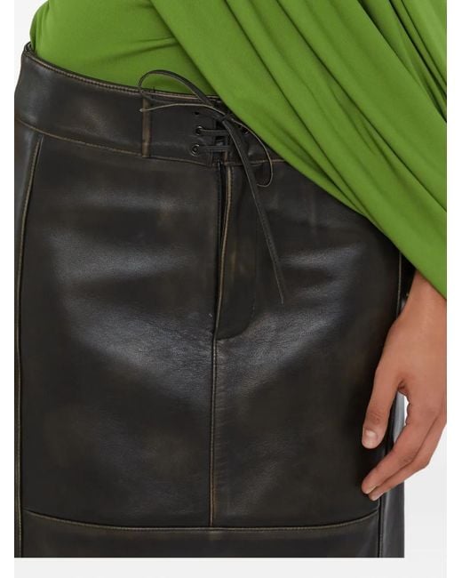 Christopher Esber Green Eddie Burnished Leather Panelled Midi Skirt