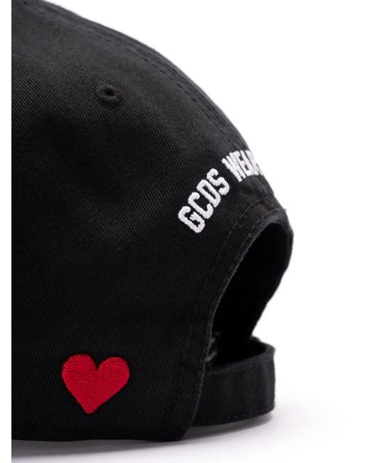 Gcds Black Logo-Embroidered Cap