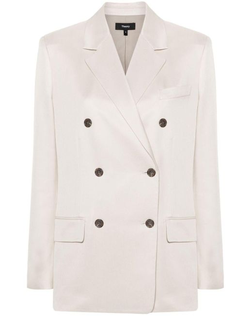 Theory Natural Notched-lapels Double-breasted Blazer