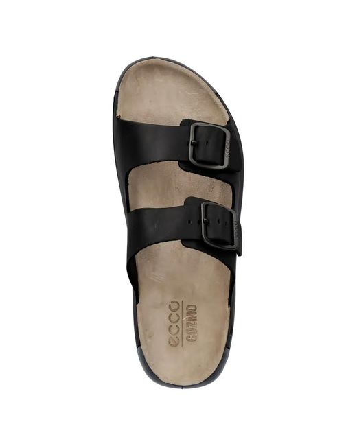 Ecco Black Buckle-Detail Sandals for men