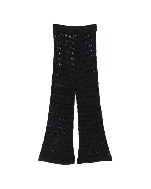 ELOU Black Pantalon Fleur En Crochet À Lien De Resserrage