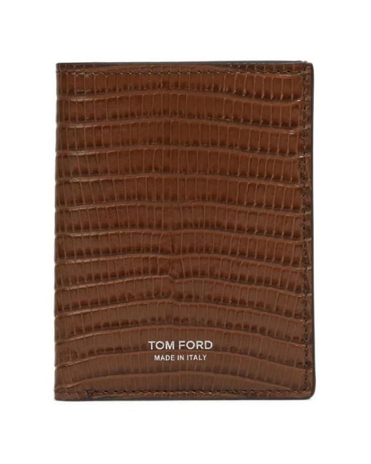 Tom Ford Brown Lizard-Effect Card Holder for men