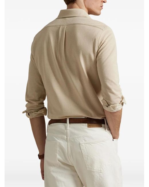 Polo Ralph Lauren White Embroidered-Logo Piqué Shirt for men