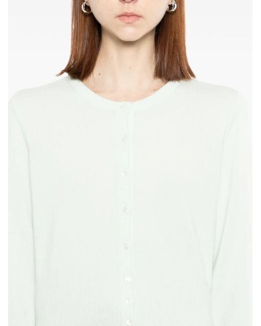 N.Peal Cashmere White Ivy Cropped Cardigan