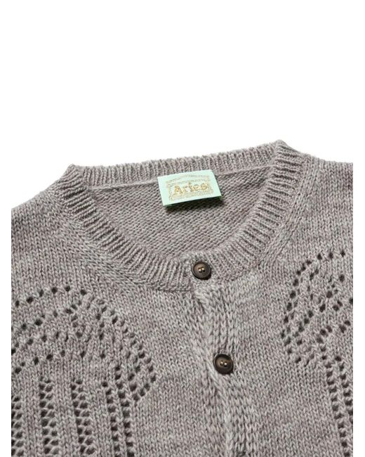 Aries Gray Button-Down Cardigan