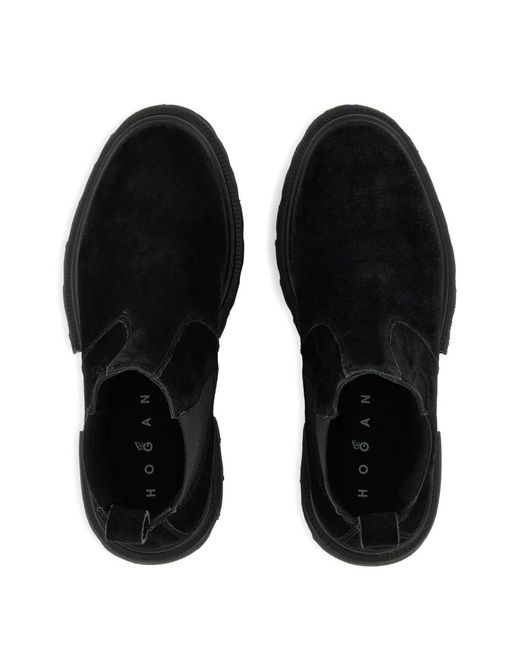 Hogan Black Elastic Suede Ankle Boots