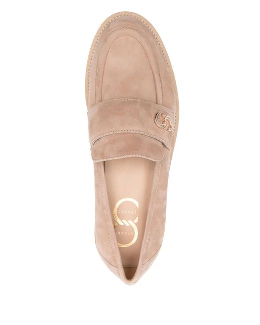Casadei Pink Logo-Plaque Loafers