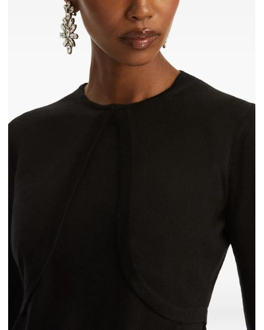 Oscar de la Renta Black Round-Neck Bolero