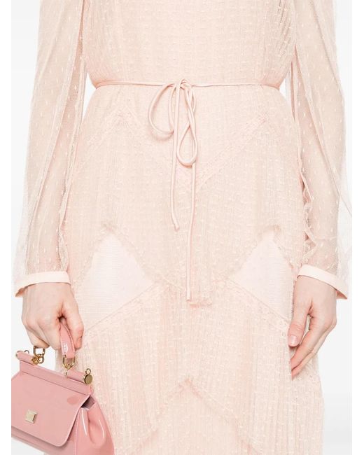 Twinset Pink Pleated Tulle Maxi Dress