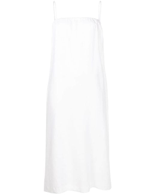 Adriana Degreas White Square-neck Linen Midi Dress