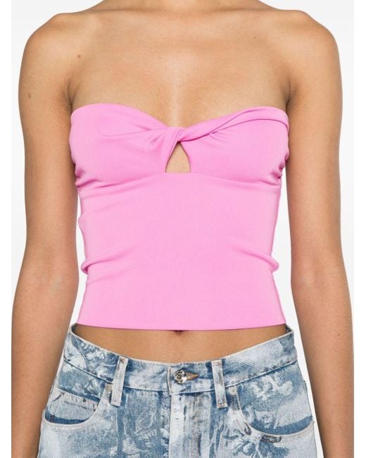 ANDAMANE Twisted Cut-out Strapless Top Pink