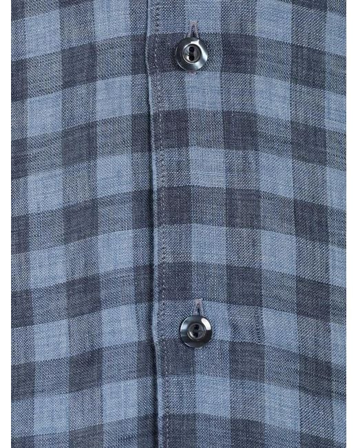 Al Duca D'aosta Blue Gingham-Check Shirt for men