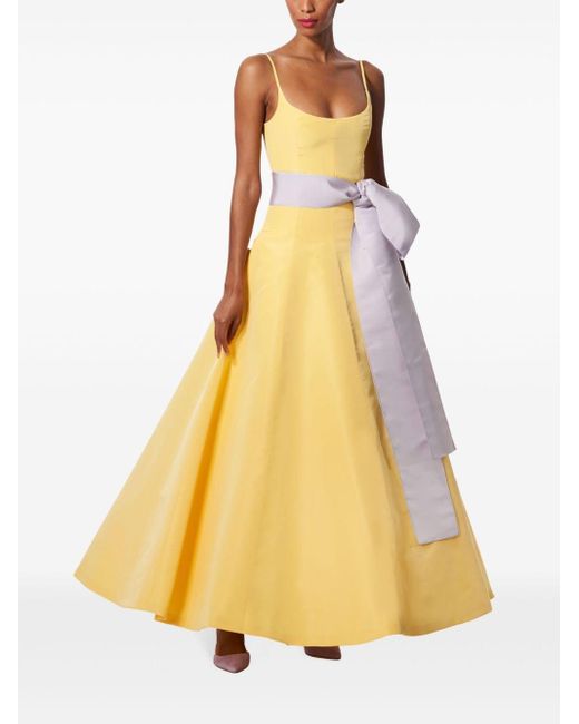Carolina Herrera Sash-Detail Scoop-Neck Dress in Yellow | Lyst Carolina Herrera Sash-Detail Scoop-Neck Dress in Yellow | Lyst