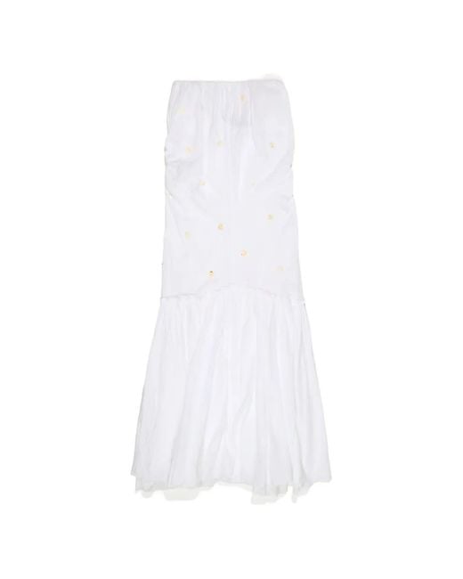 Bimba Y Lola White Ruched Strapless Dress