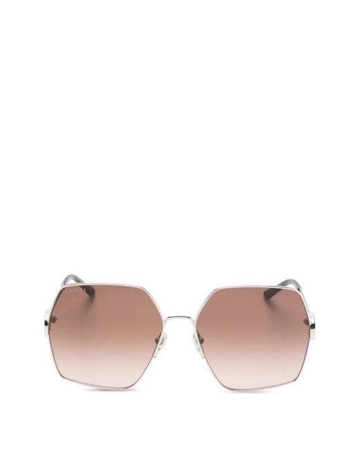 Gucci Pink Interlocking G Geometric-Frame Sunglasses