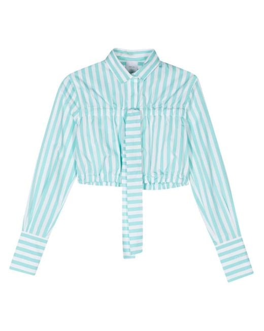 Patou Blue Bow-detail Striped Shirt