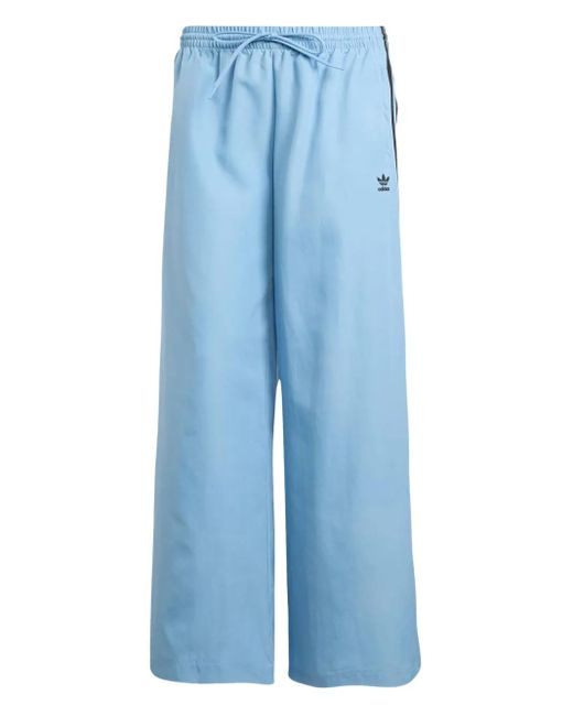 Adidas Blue 3-Stripes Wide-Leg Trousers