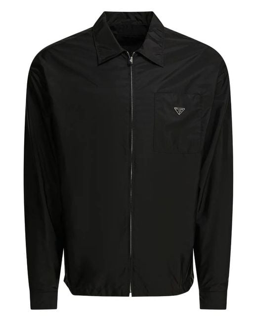 Prada Black Triangle-Logo Jacket for men