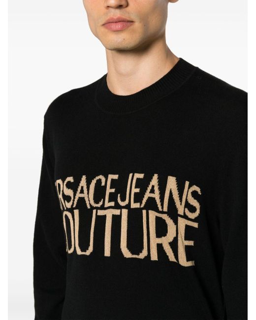 Versace Intarsien-Pullover mit Rundhalsausschnitt in Black für Herren