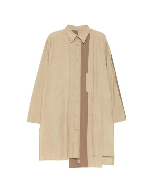 Yohji Yamamoto Natural Chemise Asymétrique À Empiècements Contrastants for men
