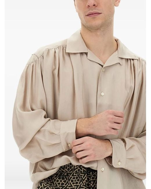 Camicia Con Arricciatura di A.I.E. in Natural da Uomo