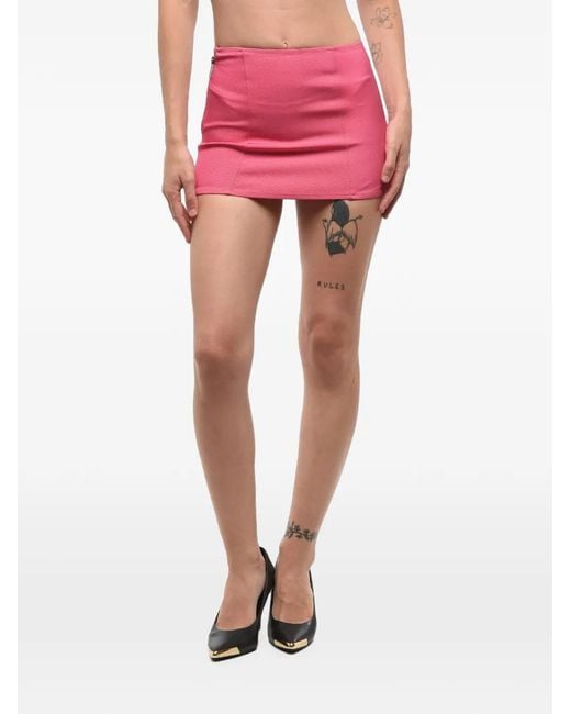 DSquared² Pink Side-Zip Fitted Mini Skirt