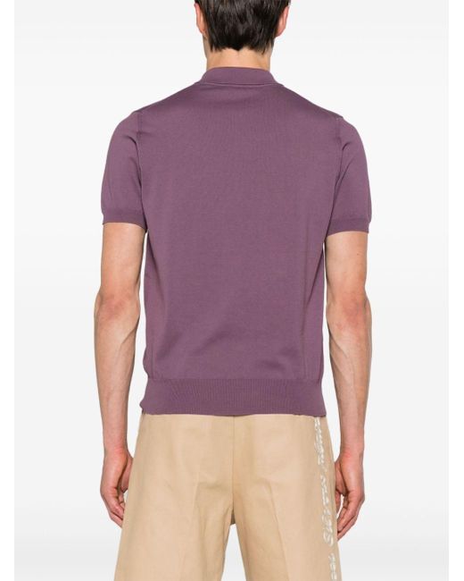 Canali Purple Zip-up Cotton Polo Shirt for men