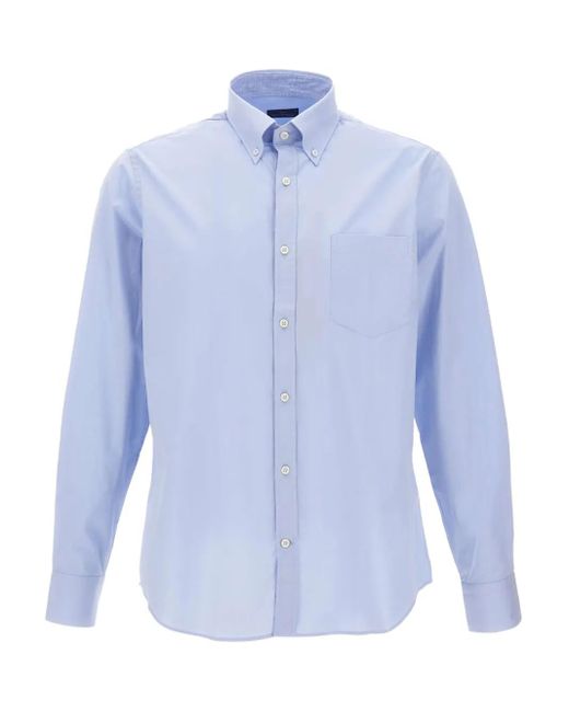 Paul & Shark Blue Button-Down Chest-Pocket Shirt for men