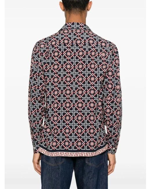 Fursac Gray Graphic-Print Shirt for men