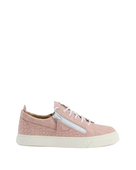 Giuseppe Zanotti Pink Gail Crocodile-Effect Sneakers
